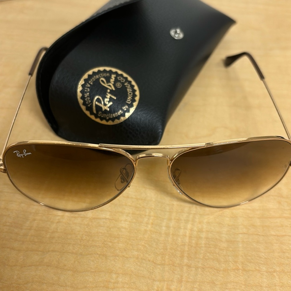 Ray-ban aviators, UV protection, gold rims, lightly worn